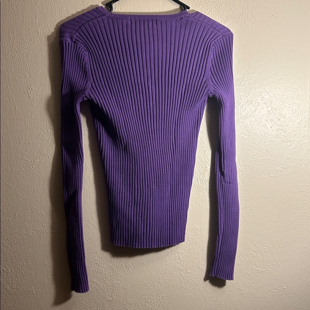 Express Purple Ribbed Cardigan - Picture 2 of 9